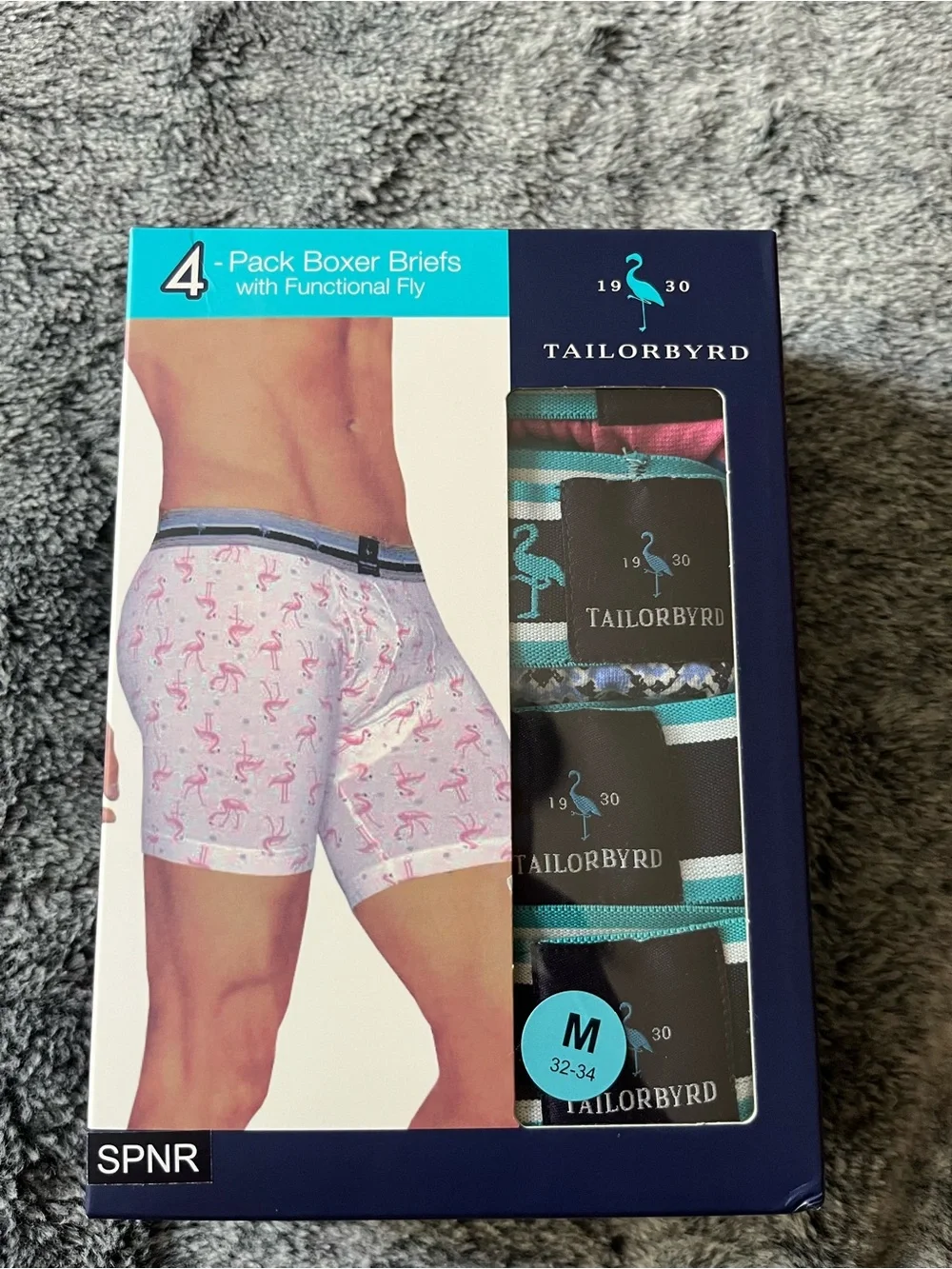 TAILORBYRD Men’s 4-Pack Boxer Briefs – Pink & Teal Accents (M)